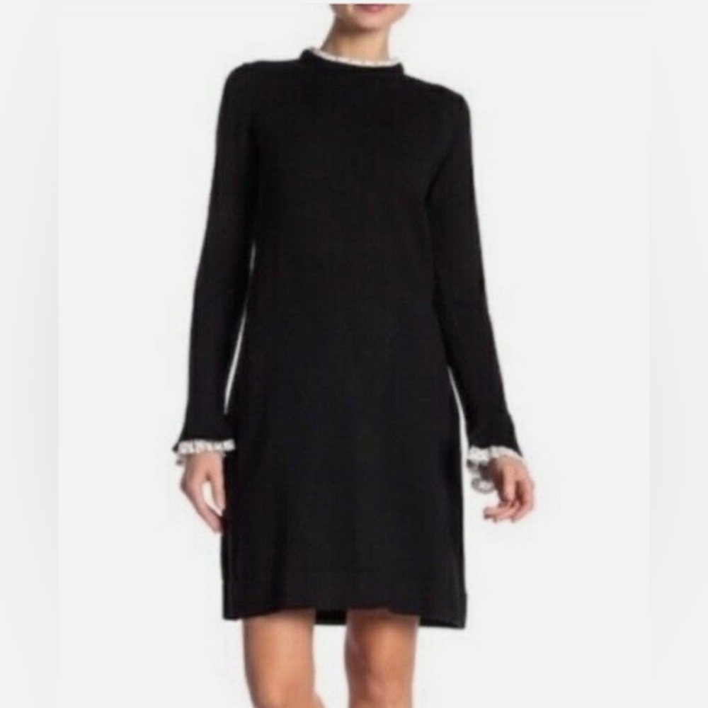 Vince Camuto Black Sweater Dress-White & Black Polkadot Ruffle Accents
Size S